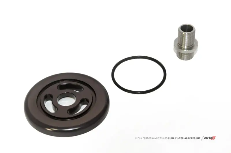 AMS Performance 2009+ Nissan GT-R R35 Alpha CNC Billet Oil Filter Adapter w/Race Filter (AMSALP.07.04.0028-1)