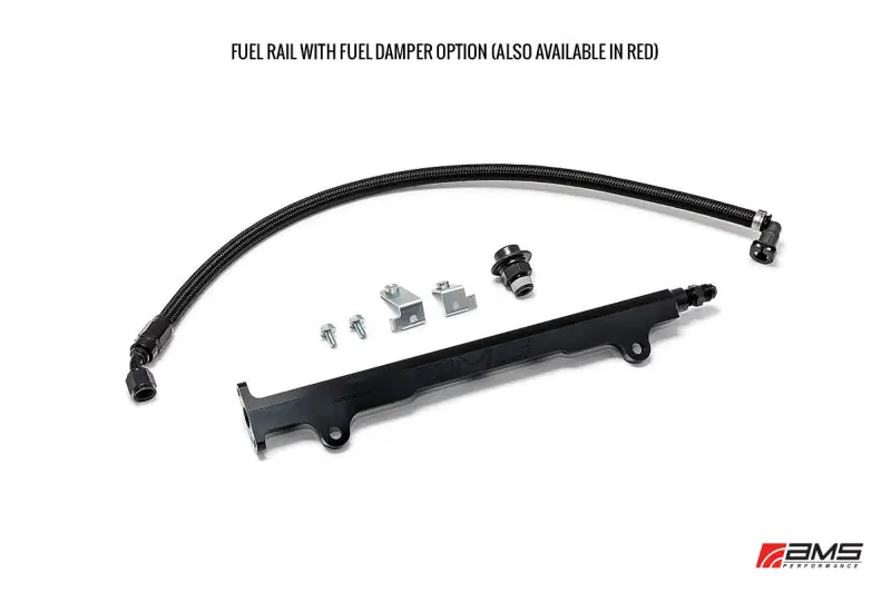 AMS Performance 08-15 Mitsubishi EVO X CNC Machined Aluminum Fuel Rail w/Pulsation Dampener - Red (AMSAMS.04.07.0006-1)