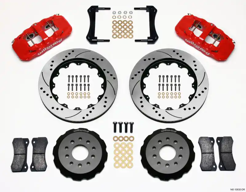 Wilwood AERO6 Front Hat Kit 14.00 Drilled Red 2005-2014 Mustang (WIL140-10830-DR)