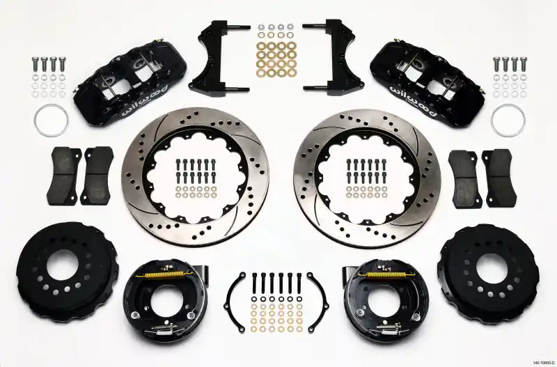 Wilwood AERO4 Rear P-Brake Kit 14.00in Drilled 2005-2014 Mustang (WIL140-10950-D)