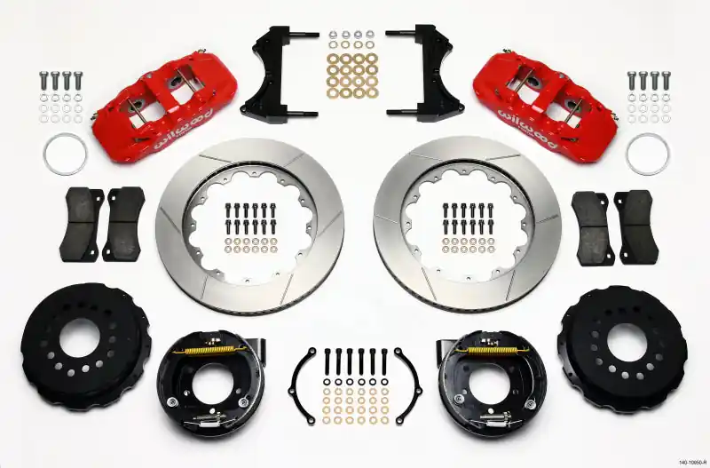 Wilwood AERO4 Rear P-Brake Kit 14.00in Red 2005-2014 Mustang (WIL140-10950-R)