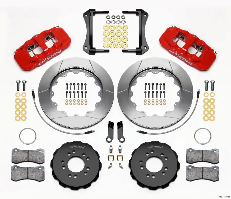 Wilwood AERO6 Front Hat Kit 14.00 Red 2005-2014 Mustang w/ BMR Suspn. w/Lines (WIL140-13685-R)