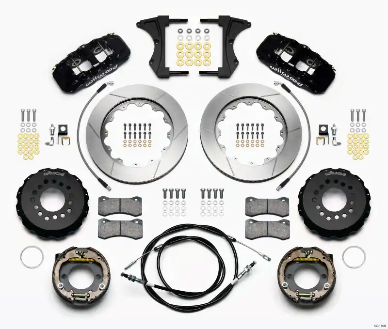 Wilwood AERO4 Rear Kit 14.00 2005-2014 Mustang w/ BMR Suspn. w/Lines (WIL140-13686)