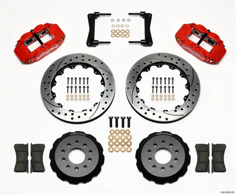 Wilwood Narrow Superlite 6R Front Hat Kit 13.06in Drill Red 2005-2014 Mustang (WIL140-9109-DR)
