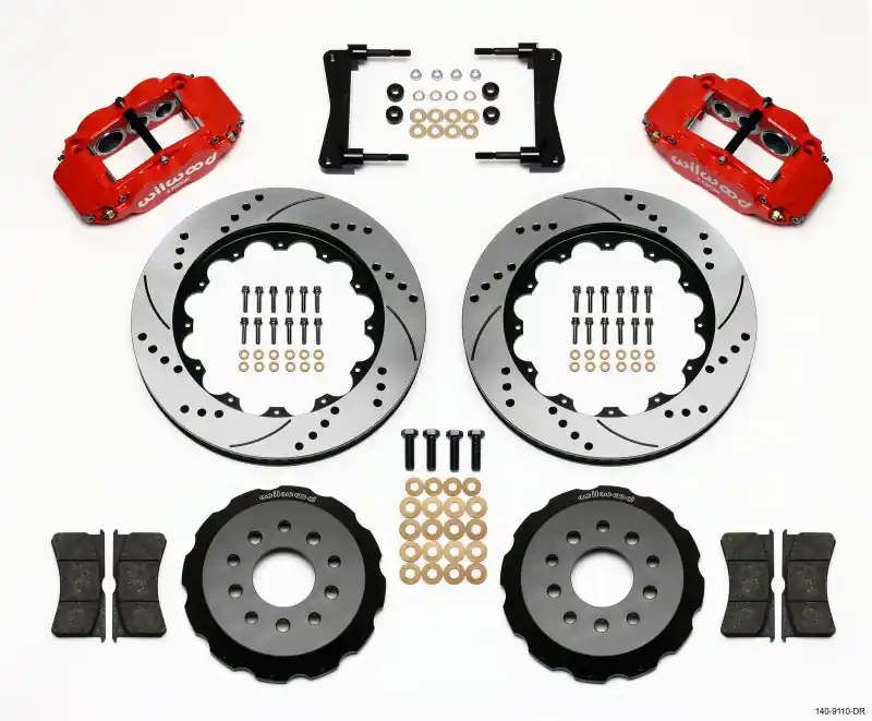 Wilwood Narrow Superlite 6R Front Hat Kit 14.00in Drill Red 2005-2014 Mustang (WIL140-9110-DR)