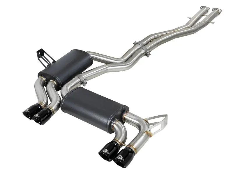aFe MACH ForceXP 2.5 IN 304 Stainless Steel Cat-Back Exhaust System w/ Black Tips 01-06 BMW M3 (E46) (AFE49-36344-B)