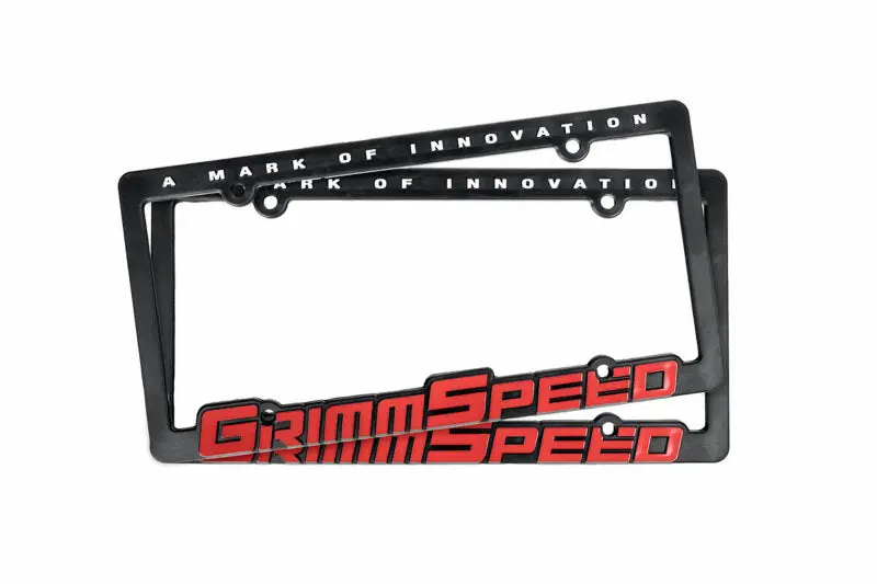 GrimmSpeed License Plate Frame - GrimmSpeed Red Text (Pair) (GRM111050)