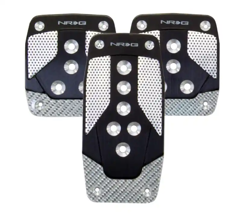 NRG Aluminum Sport Pedal M/T - Black w/Silver Carbon (NRGPDL-400BK)