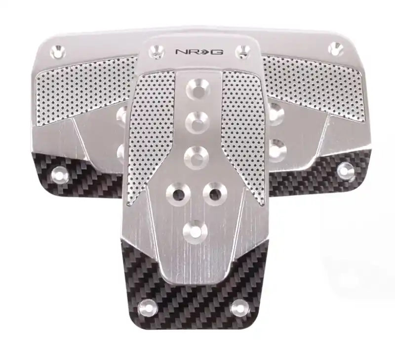 NRG Aluminum Sport Pedal A/T - Silver w/Black Carbon (NRGPDL-450SL)