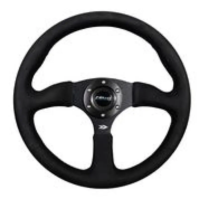 NRG Reinforced Steering Wheel (350mm / 2.5in. Deep)Blk Alcantara Comfort Grip w/4mm Matte Blk Spokes (NRGRST-023MB-SA)