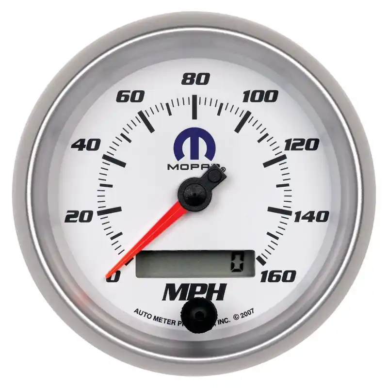 AutoMeter Gauge Speedometer 3-3/8in. 160MPH Elec. Programmable White Mopar (ATM880036)