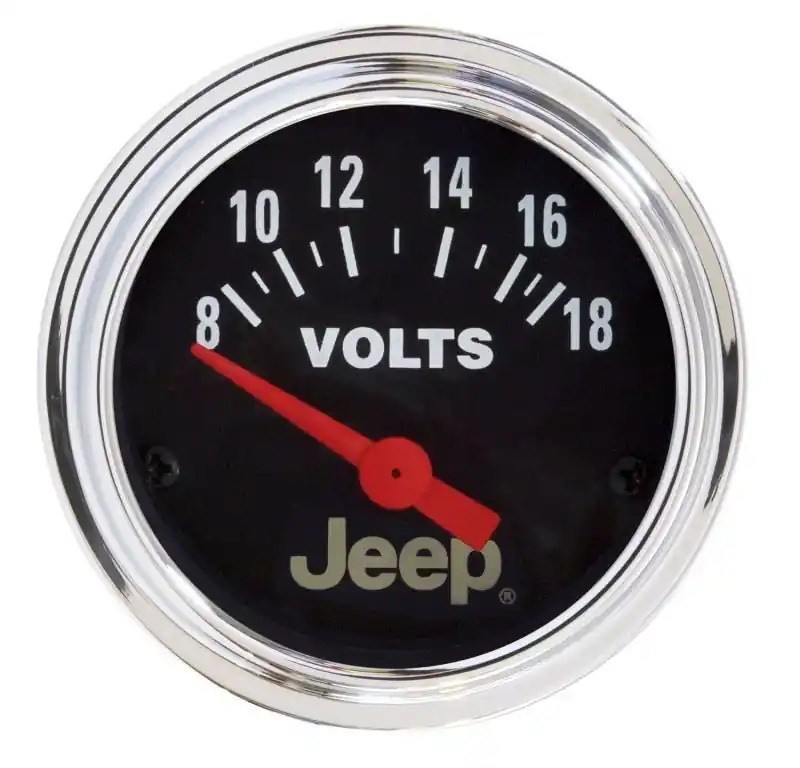 Autometer Jeep 52mm 8-18 Volts Short Sweep Electronic Voltmeter Gauge (ATM880242)