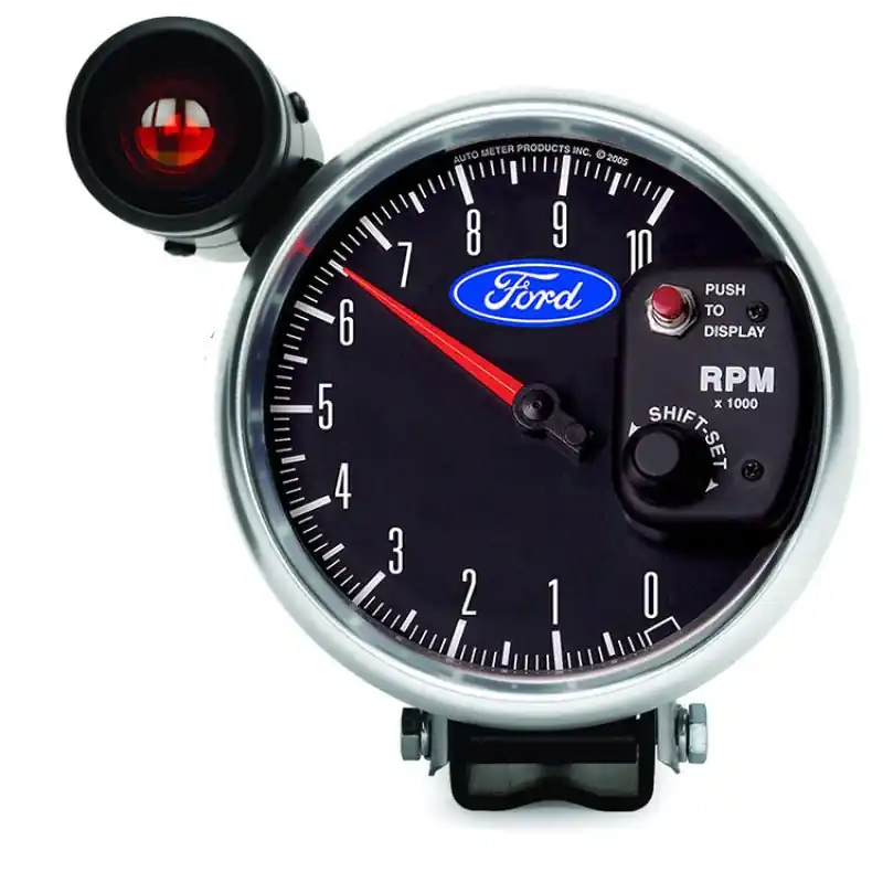 Autometer Ford 5in. 10K RPM Pedestal w/ Ext. Shift-Lite Tachometer Gauge (ATM880827)