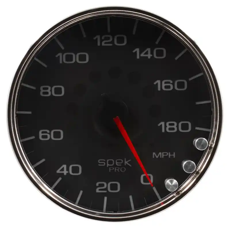 Autometer Spek-Pro Gauge Speedometer 5in 180 Mph Elec. Programmable Black/Chrome (ATMP23031)