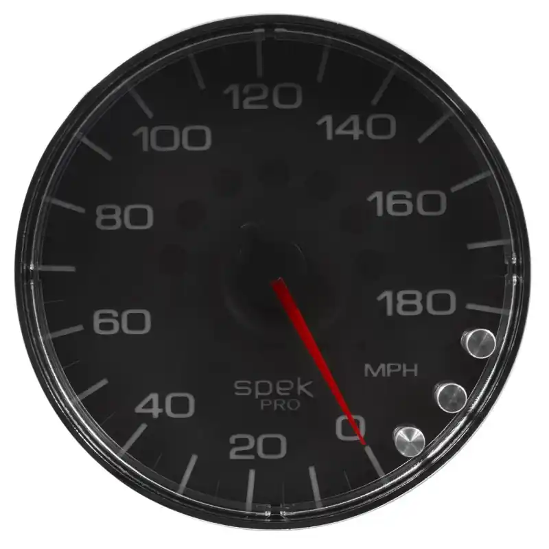 Autometer Spek-Pro Gauge Speedometer 5in 180 Mph Elec. Programmable Black/Chrome (ATMP230318)
