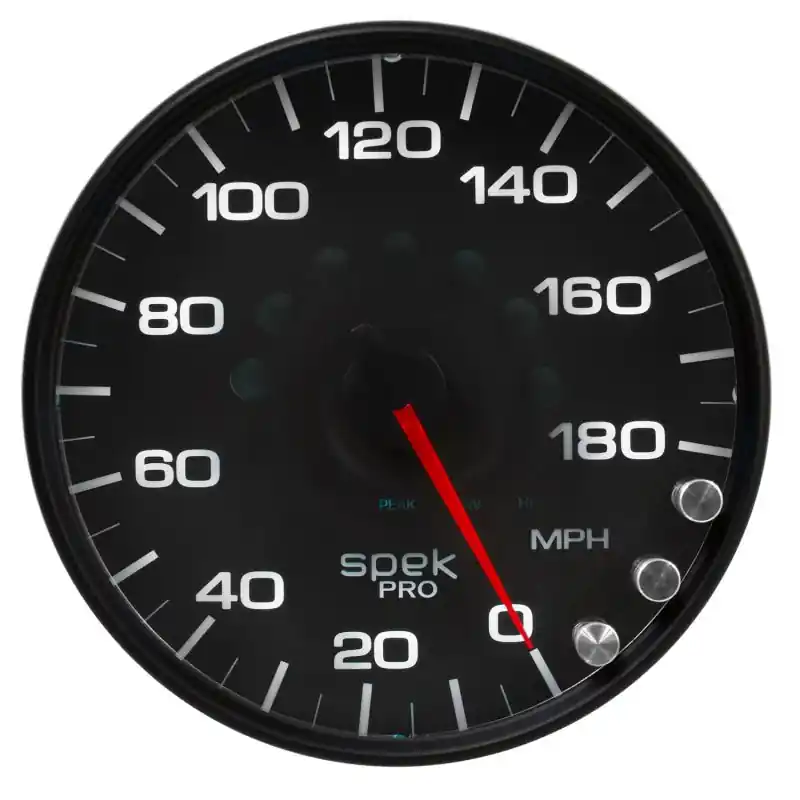 Autometer Spek-Pro Gauge Speedometer 5in 180 Mph Elec. Programmable Black/Black (ATMP23032)
