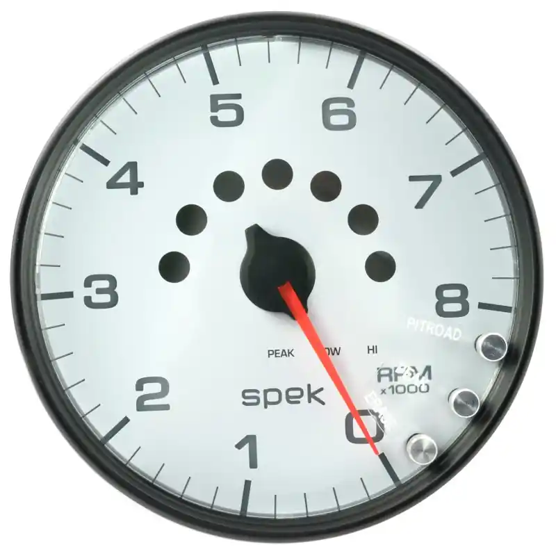 Autometer Spek-Pro Gauge Tachometer 5in 8K Rpm W/Shift Light & Peak Mem White/Black (ATMP23812)
