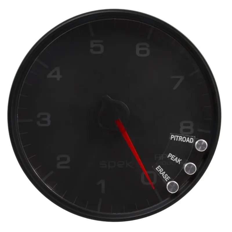 Autometer Spek-Pro Gauge Tachometer 5in 8K Rpm W/Shift Light & Peak Mem Black/Black (ATMP23832)