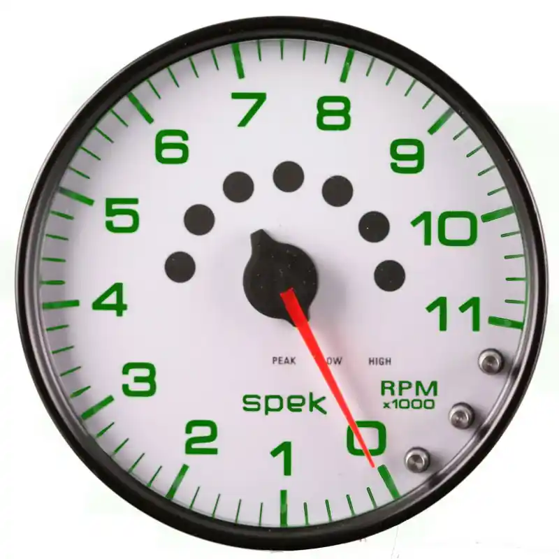 Autometer Spek-Pro Gauge Tachometer 5in 11K Rpm W/Shift Light & Peak Mem White/Black (ATMP23912)