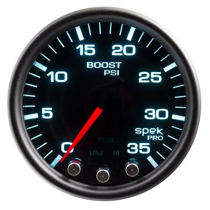 Autometer Spek-Pro Gauge Boost 2 1/16in 35psi Stepper Motor W/Peak & Warn Blacksmoke//Black (ATMP30352)