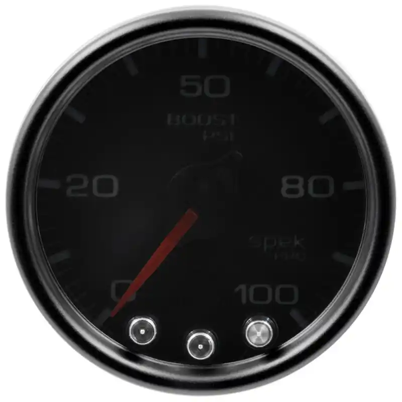 Autometer Spek-Pro Gauge Boost 2 1/16in 100psi Stepper Motor W/Peak & Warn Blk/Smoke/Blk (ATMP30552)