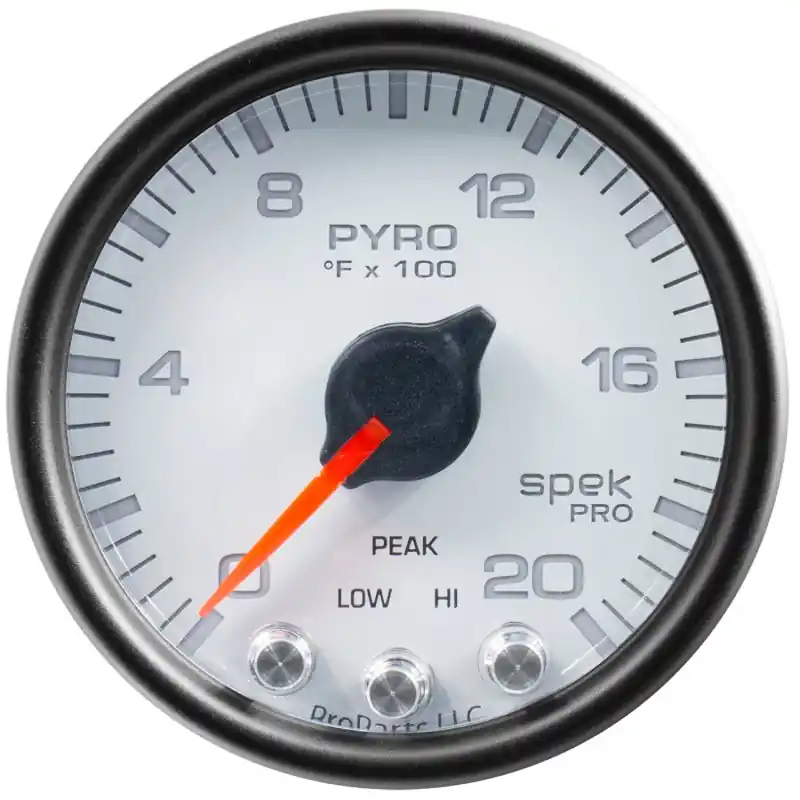 Autometer Spek-Pro Gauge Pyro. (Egt) 2 1/16in 2000f Stepper Motor W/Peak & Warn Wht/Blk (ATMP31012)