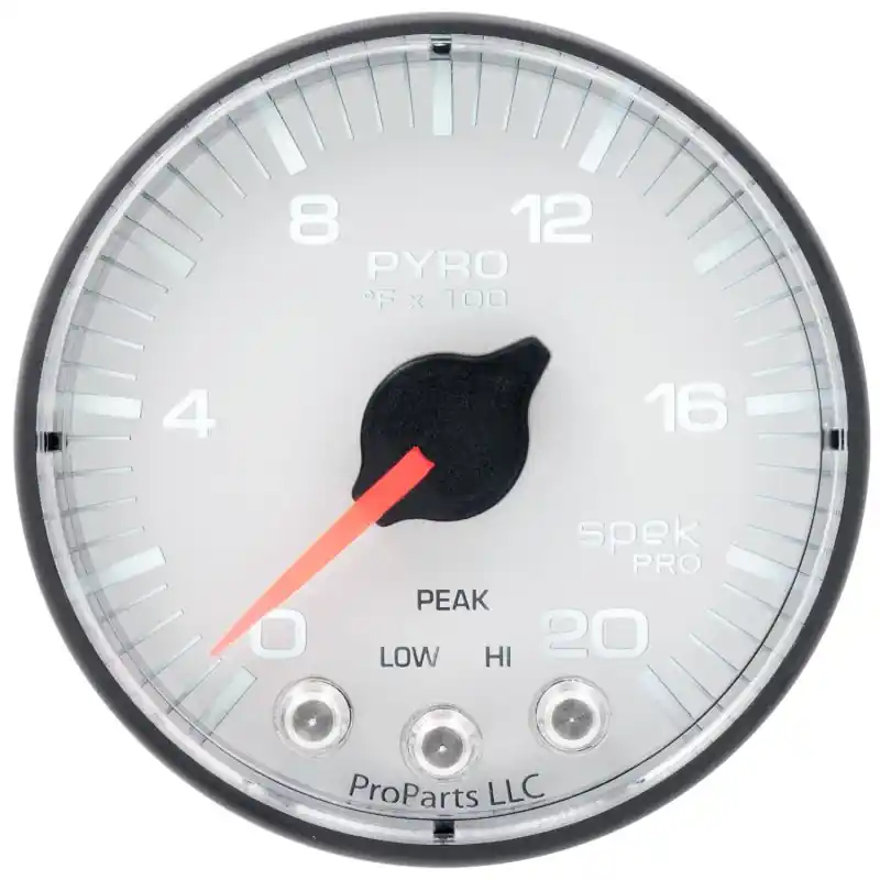 Autometer Spek-Pro Gauge Pyro. (Egt) 2 1/16in 2000f Stepper Motor W/Peak & Warn Wht/Blk (ATMP310128)