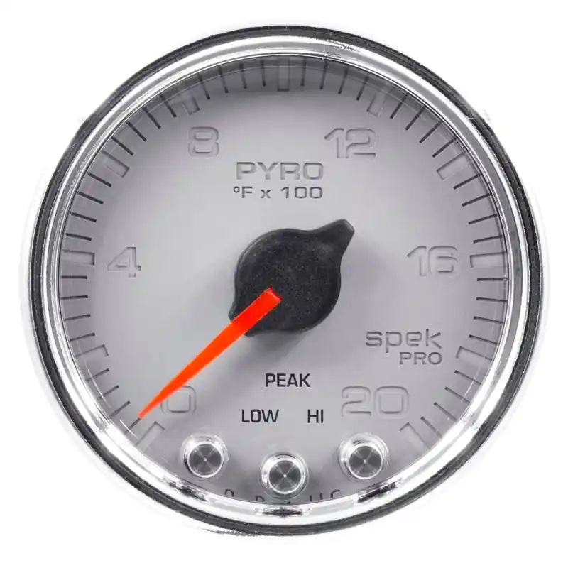 Autometer Spek-Pro Gauge Pyro. (Egt) 2 1/16in 2000f Stepper Motor W/Peak & Warn Slvr/Chrm (ATMP31021)