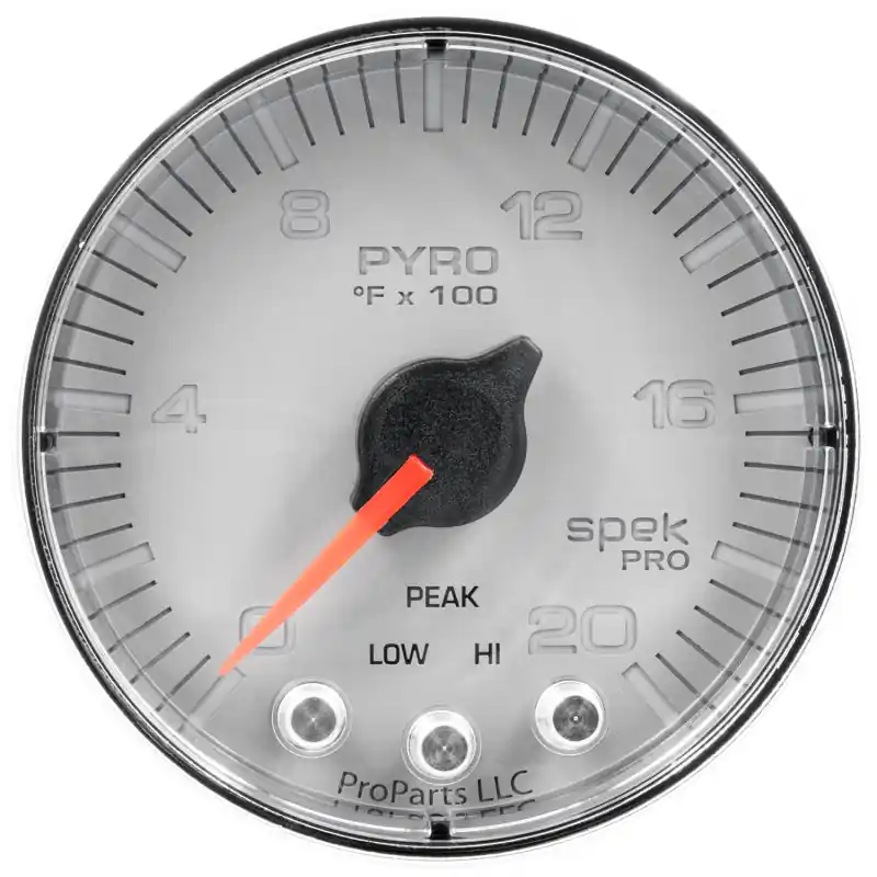 Autometer Spek-Pro Gauge Pyro. (Egt) 2 1/16in 2000f Stepper Motor W/Peak & Warn Slvr/Chrm (ATMP310218)