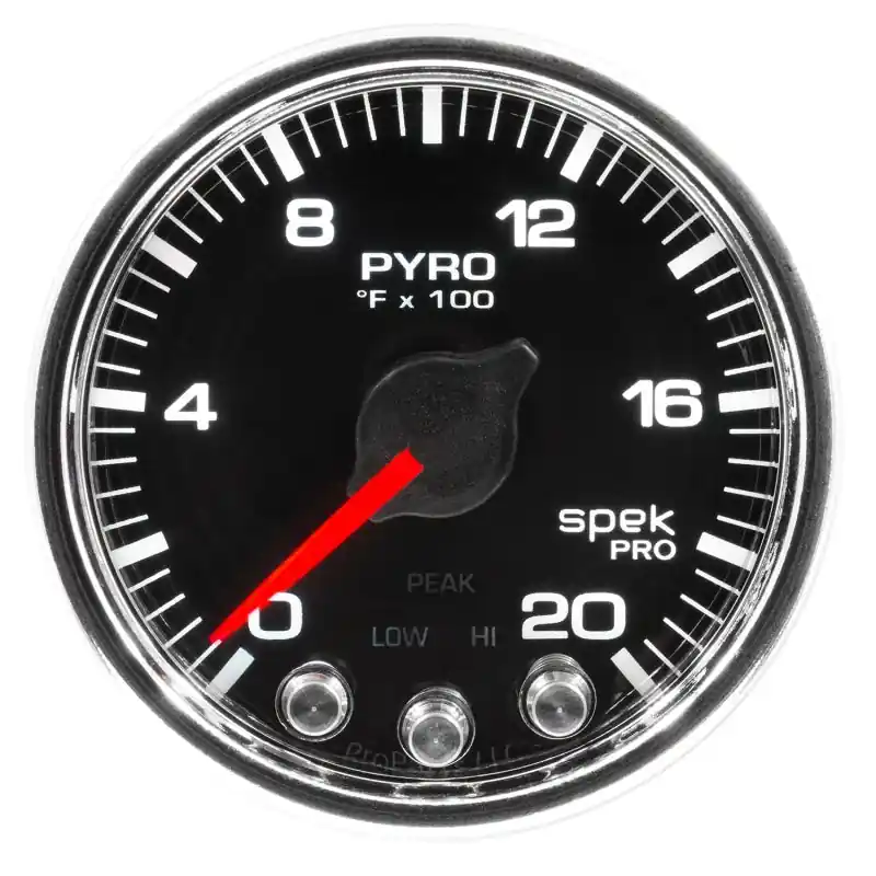 Autometer Spek-Pro Gauge Pyro. (Egt) 2 1/16in 2000f Stepper Motor W/Peak & Warn Blk/Chrm (ATMP31031)
