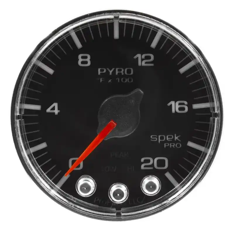 Autometer Spek-Pro Gauge Pyro. (Egt) 2 1/16in 2000f Stepper Motor W/Peak & Warn Blk/Chrm (ATMP310318)