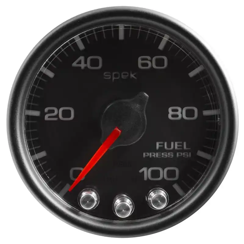 Autometer Spek-Pro Gauge Fuel Press 2 1/16in 100psi Stepper Motor W/Peak & Warn Blk/Blk (ATMP31432)