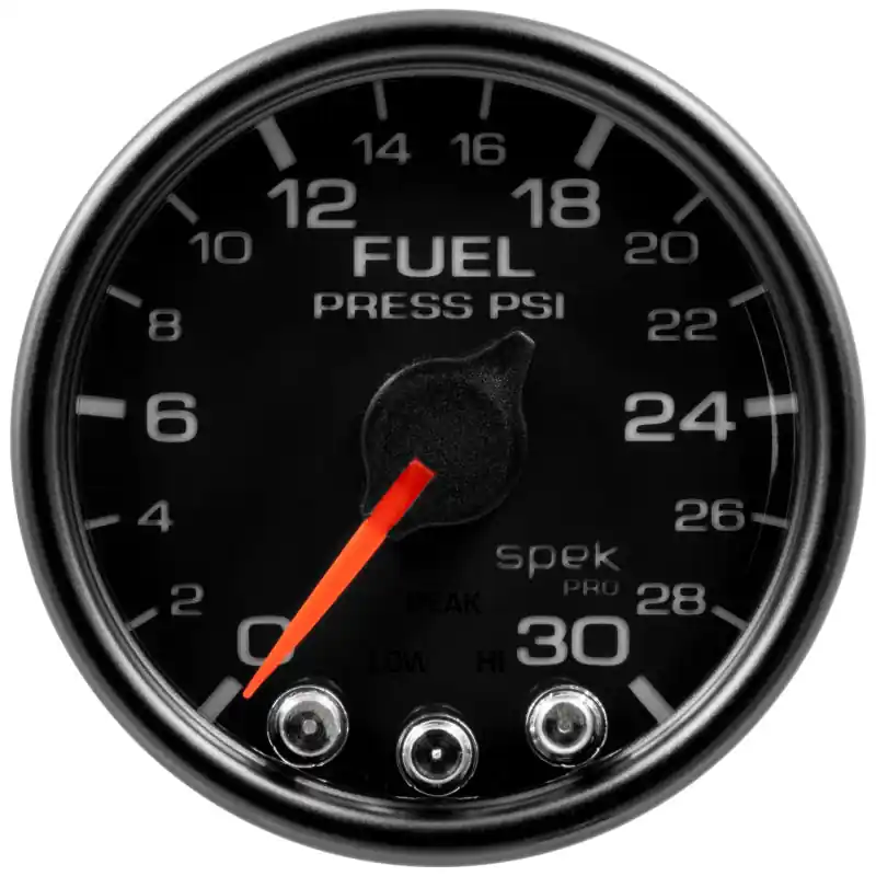 Autometer Spek-Pro Gauge Fuel Press 2 1/16in 30psi Stepper Motor W/Peak & Warn Blk/Blk (ATMP31632)