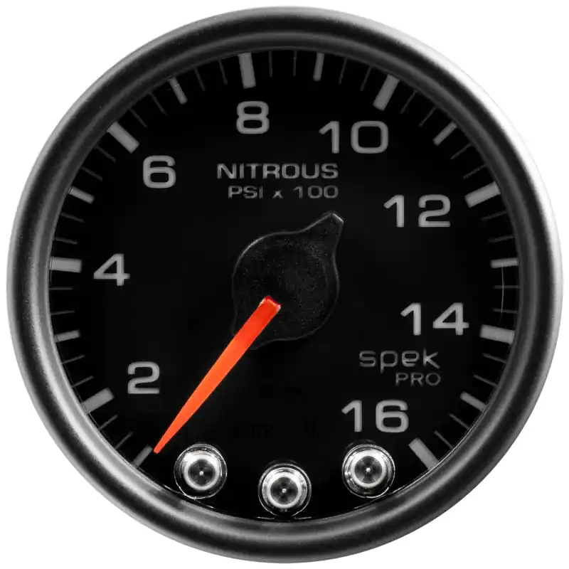 Autometer Spek-Pro Gauge Nitrous Press 2 1/16in 1600psi Stepper Motor W/Peak & Warn Blk/Blk (ATMP32032)