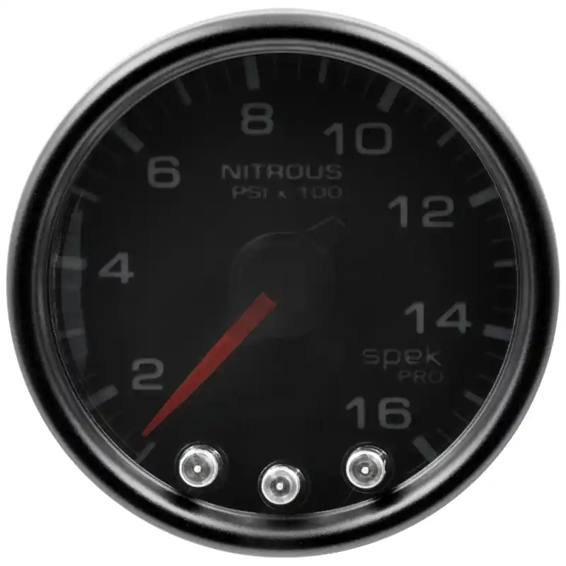 Autometer Spek-Pro Gauge Nitrous Press 2 1/16in 1600psi Stepper Motor W/Peak & Warn Blk/Smoke/Blk (ATMP32052)