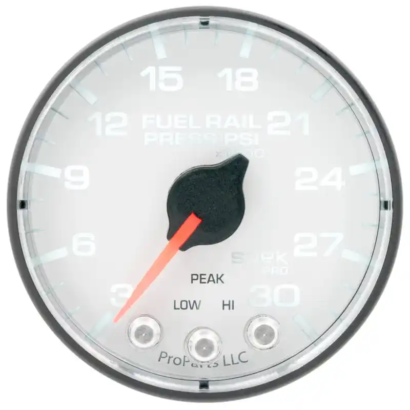 Autometer Spek-Pro 2 1/16in 30KPSI Stepper Motor W/Peak & Warn White/Black Rail Pressure Gauge (ATMP321128)