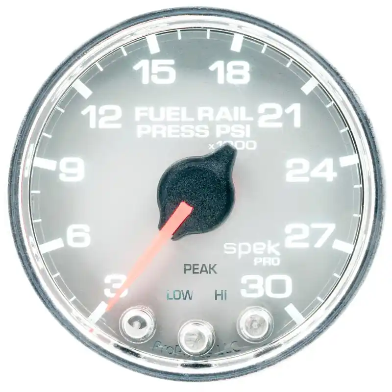 Autometer Spek-Pro Gauge Rail Press 2 1/16in 30Kpsi Stepper Motor W/Peak & Warn Slvr/Chrm (ATMP32121)