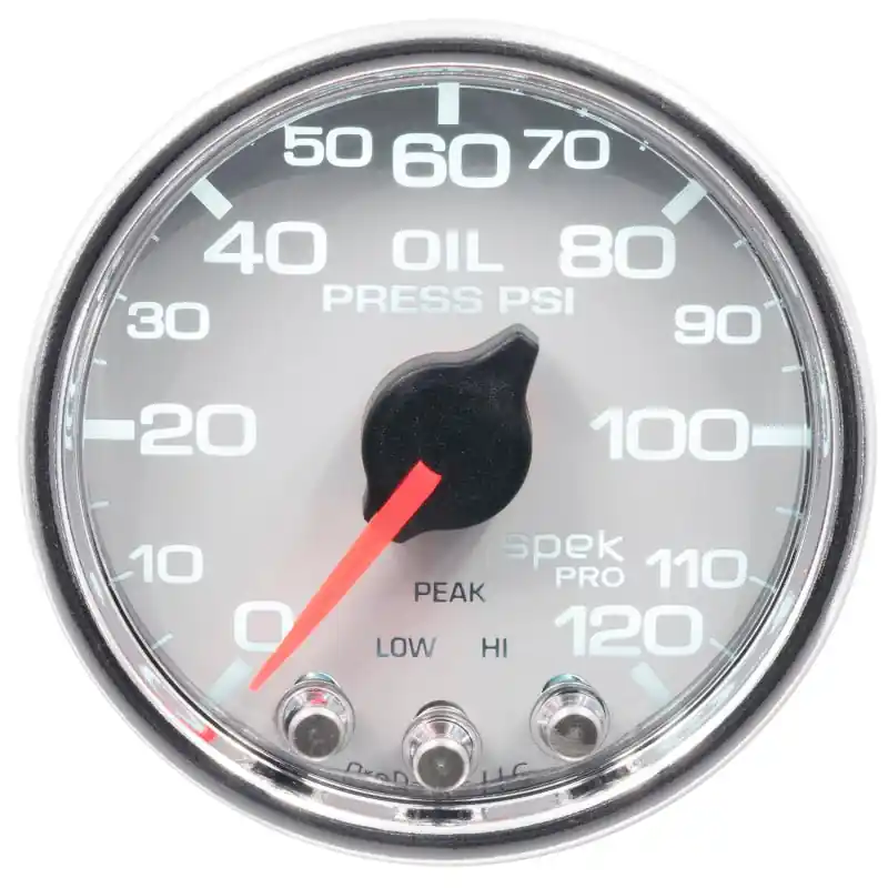 Autometer Spek-Pro 2-1/16in 0-120 PSI Digital Stepper Motor w/Peak & Warn Oil Pressue Gauge (ATMP32511)