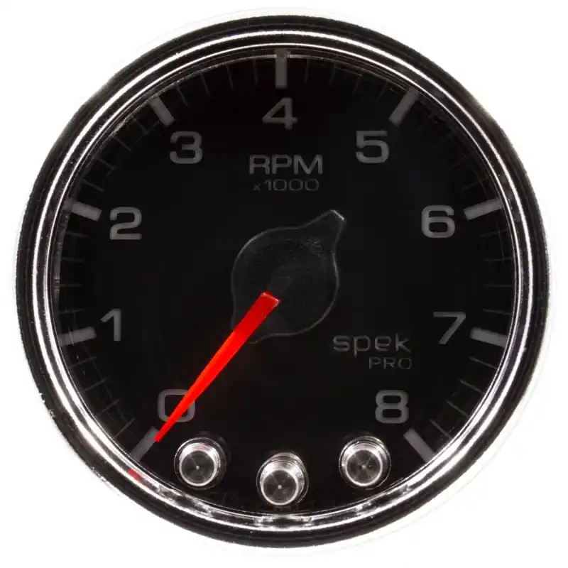 Autometer Spek-Pro Gauge Tach 2 1/16in 8K Rpm W/ Shift Light & Peak Mem Blk/Chrm (ATMP33431)