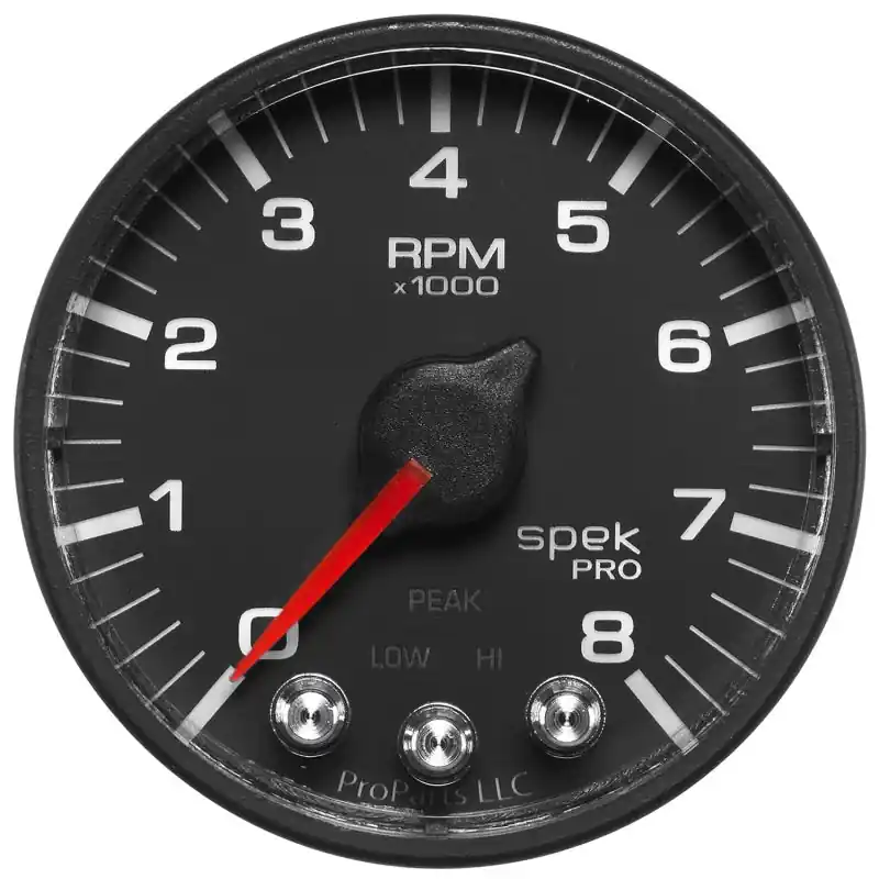 Autometer Spek-Pro Black 2 1/16 inch 8K RPM Tach w/ Shift Light and Peak Memory (ATMP334328)