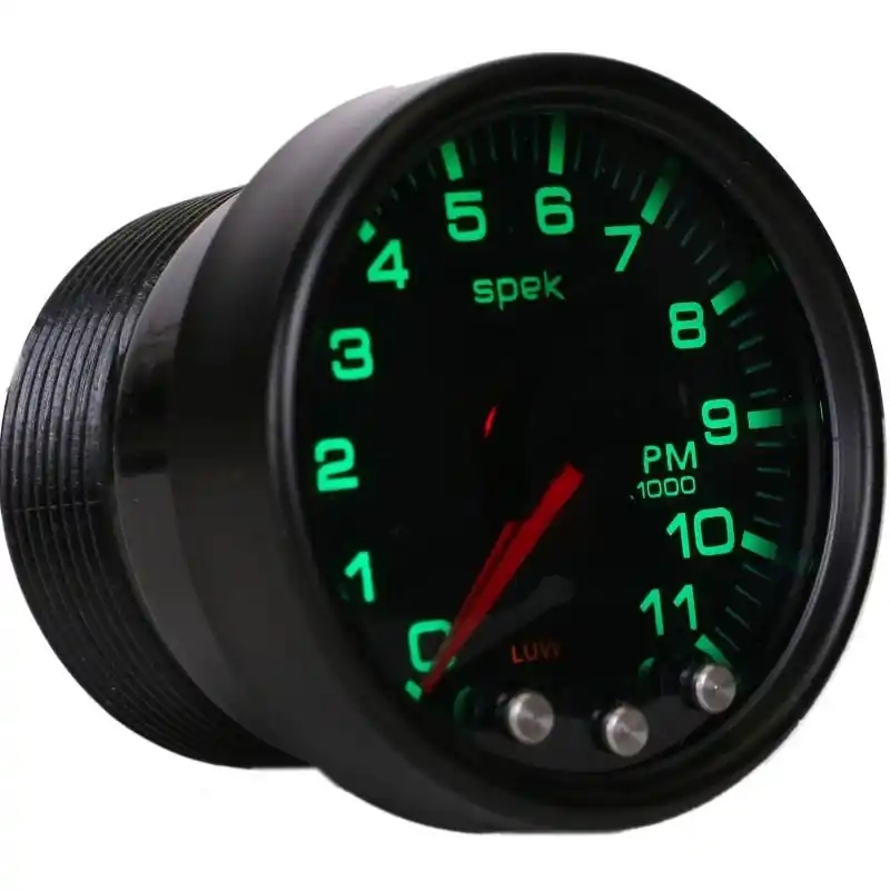 Autometer Spek-Pro Gauge Tach 2 1/16in 11K Rpm W/ Shift Light & Peak Mem Blk/Smoke/Blk (ATMP33652)