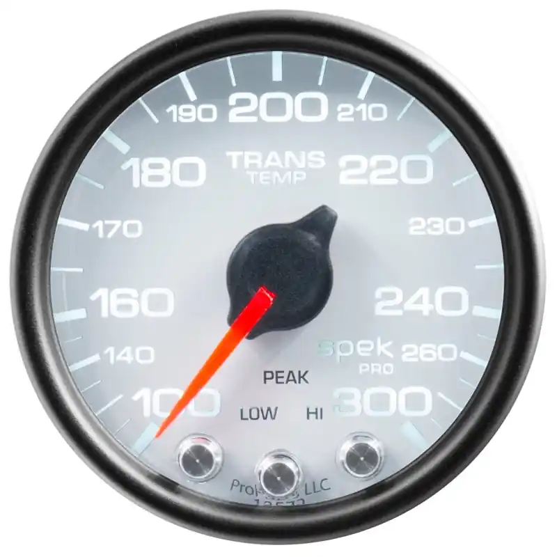 Autometer Spek-Pro Gauge Trans Temp 2 1/16in 300f Stepper Motor W/Peak & Warn Wht/Blk (ATMP34212)
