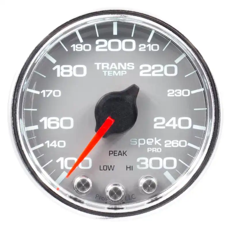 Autometer Spek-Pro Gauge Trans Temp 2 1/16in 300f Stepper Motor W/Peak & Warn Slvr/Chrm (ATMP34221)