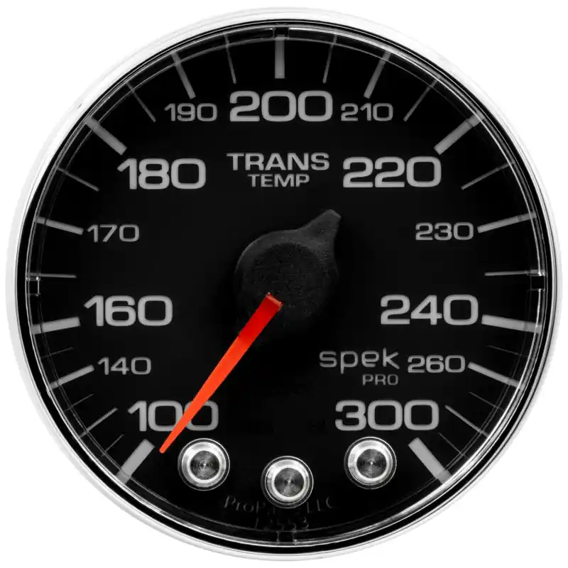 Autometer Spek-Pro Gauge Trans Temp 2 1/16in 300f Stepper Motor W/Peak & Warn Blk/Chrm (ATMP342318)