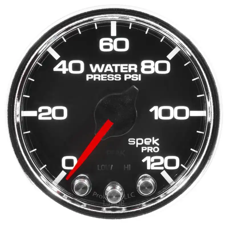 Autometer Spek-Pro Gauge Water Press 2 1/16in 120psi Stepper Motor W/Peak & Warn Blk/Chrm (ATMP34531)
