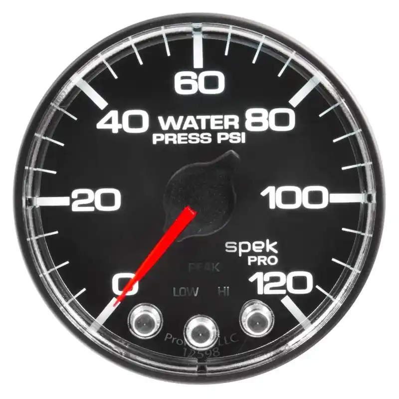 Autometer Spek-Pro Gauge Water Press 2 1/16in 120psi Stepper Motor W/Peak & Warn Blk/Chrm (ATMP345318)