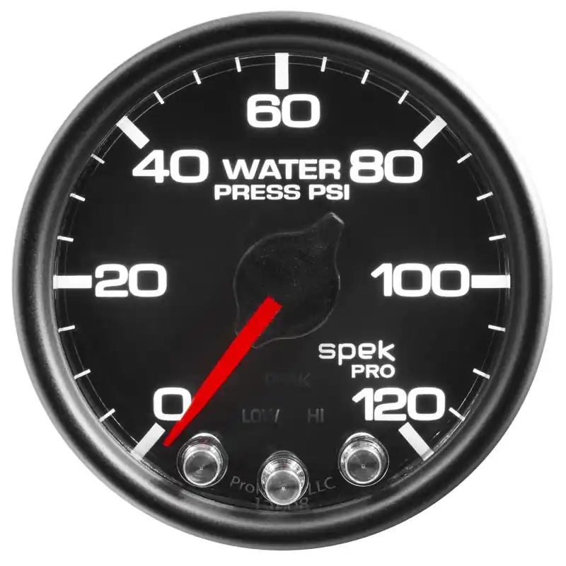 Autometer Spek-Pro Gauge Water Press 2 1/16in 120psi Stepper Motor W/Peak & Warn Blk/Blk (ATMP34532)