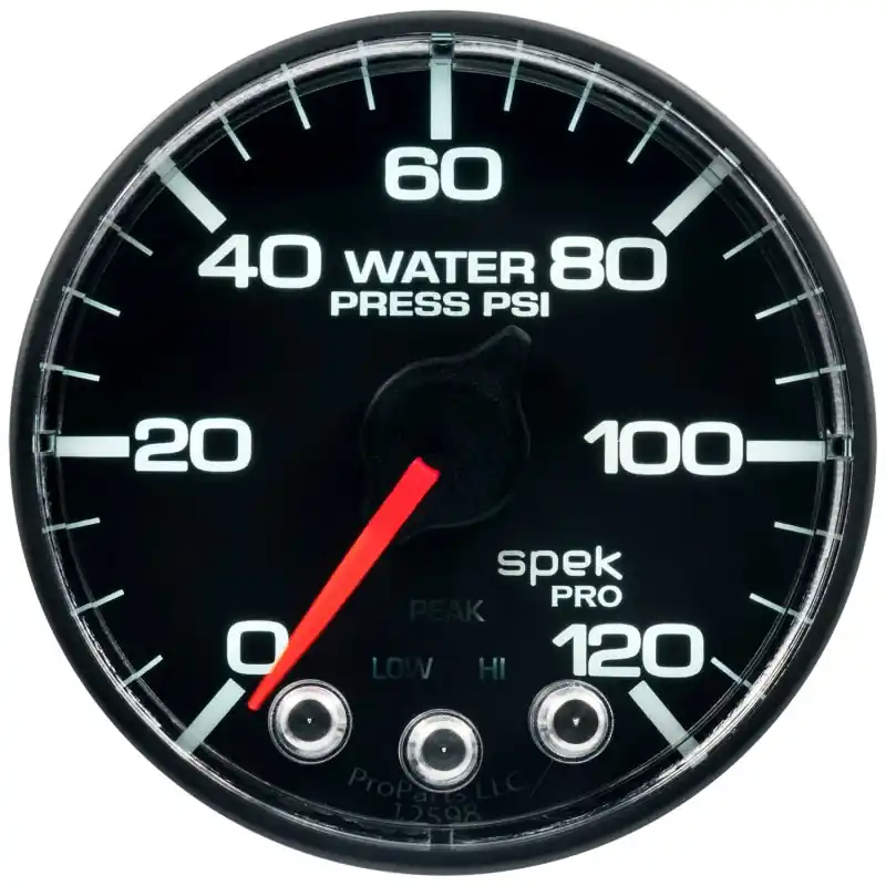 Autometer Spek-Pro Gauge Water Press 2 1/16in 120psi Stepper Motor W/Peak & Warn Blk/Blk (ATMP345324)