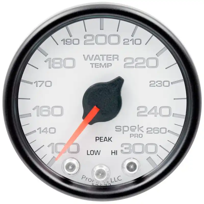 Autometer Spek-Pro Gauge Water Temp 2 1/16in 300f Stepper Motor W/Peak & Warn Wht/Blk (ATMP34612)