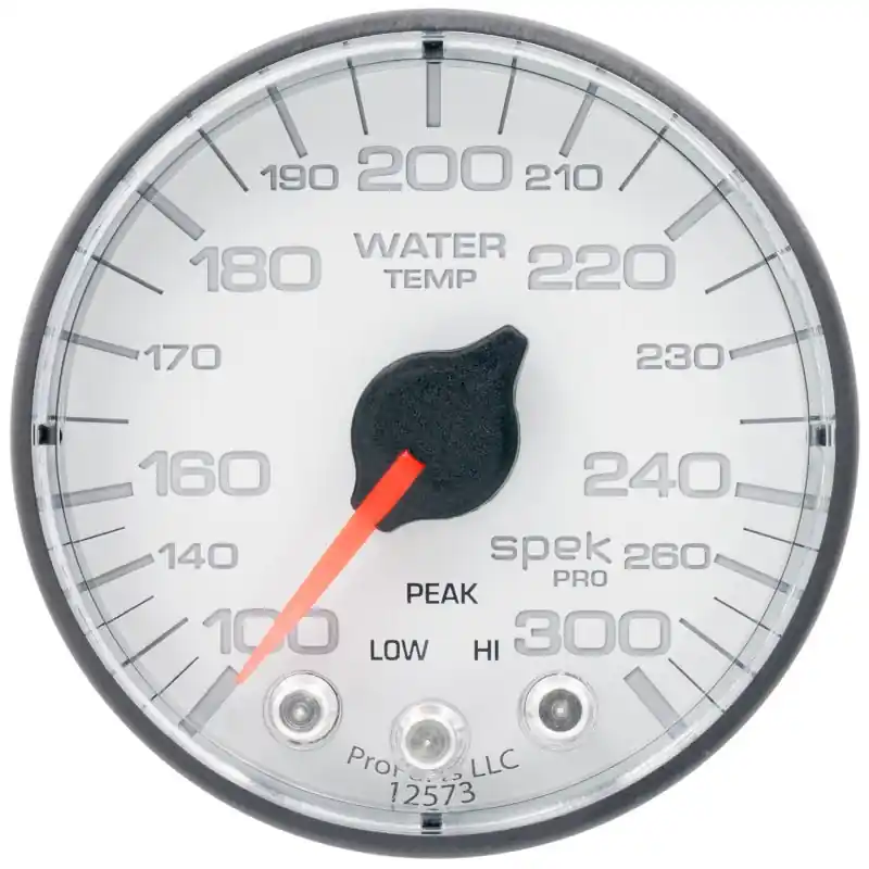 Autometer Spek-Pro Gauge Water Temp 2 1/16in 300f Stepper Motor W/Peak & Warn Wht/Blk (ATMP346128)